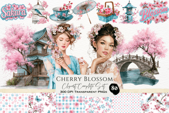 Download Cherry Blossom Watercolor Clipart Set - Water Collection
