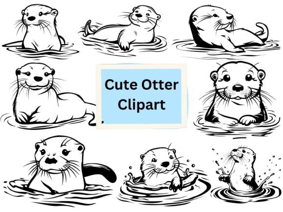 Download Cute Swimming Otters Svg Files - Swimming Collection