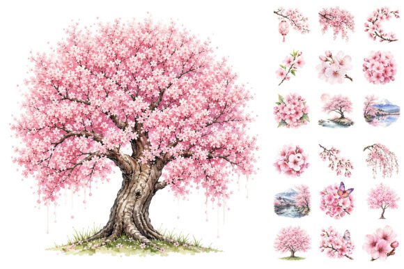 Download Watercolor Cherry Blossom, Sakura Floral - Water Collection