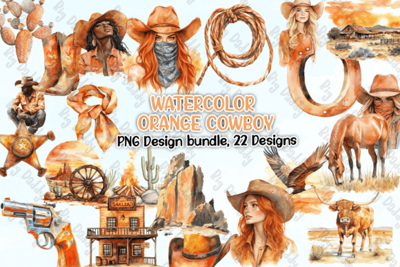 Download Watercolor Orange Cowboy Clipart PNG - Water Collection