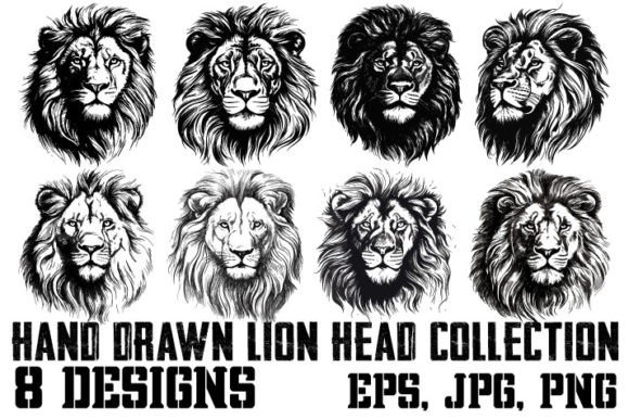 Download Collection of Hand Drawn Lion Head - Hand Collection
