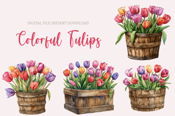Download Watercolor Tulips Clipart Spring Flowers - Water Collection