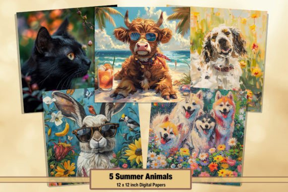 Download Summer Animals Digital Papers Pack 78 - Animal Collection