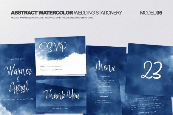 Download Abstract Watercolor Wedding Stationery - Water Collection