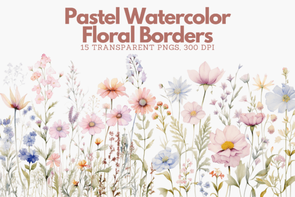 Download Elegant Pastel Watercolor Floral Borders - Water Collection