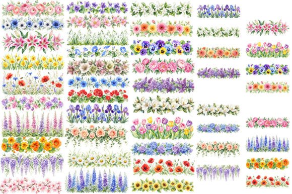 Download Watercolor Floral Border Sublimation PNG - Water Collection