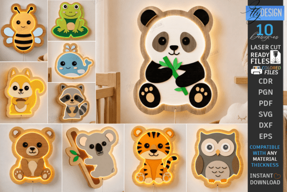 Download Animal LED Night Light Laser Cut Bundle - Animal Collection