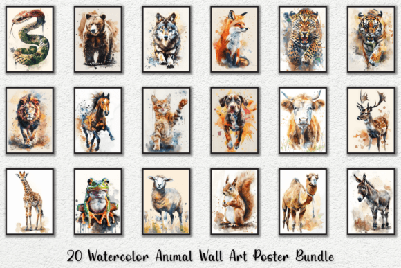 Download Watercolor Animal Wall Art Poster Bundle - Animal Collection