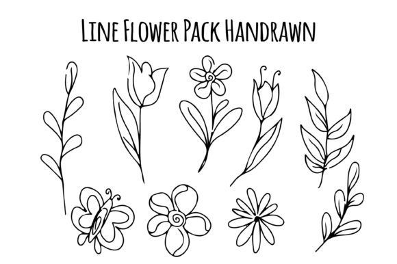 Download Line Flowers Set Hand Drawn Boho - Hand Collection
