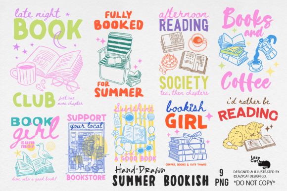 Download Summer Bookish Hand-Drawn PNG Bundle - Hand Collection