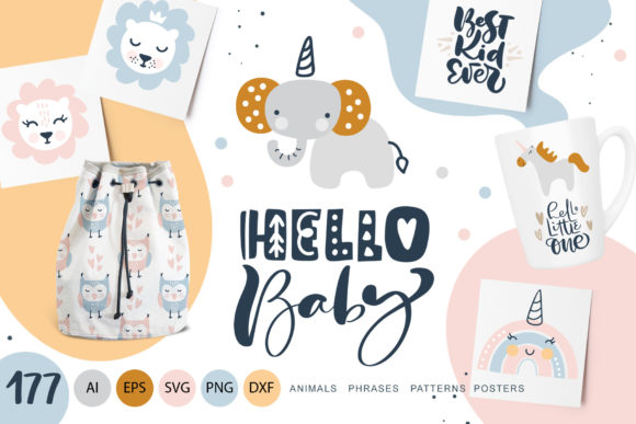 Download Hello Baby Animals &amp; Calligraphy - Animal Collection