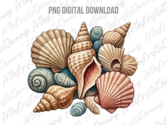 Download Ocean Seashell Watercolor Clipart PNG - Water Collection