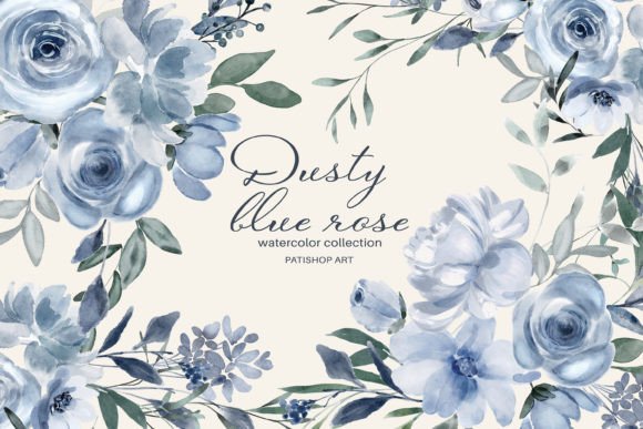 Download Watercolor Dusty Blue Floral Clipart Set - Water Collection
