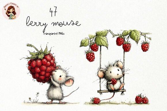 Download Cute Berry Mouse Watercolor PNG Clipart - Water Collection
