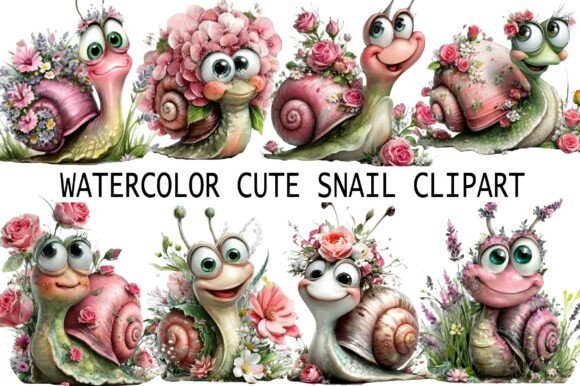 Download Watercolor Cute Snail Clipart - Water Collection