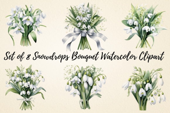 Download Snowdrops Bouquet Watercolor Clipart - Water Collection