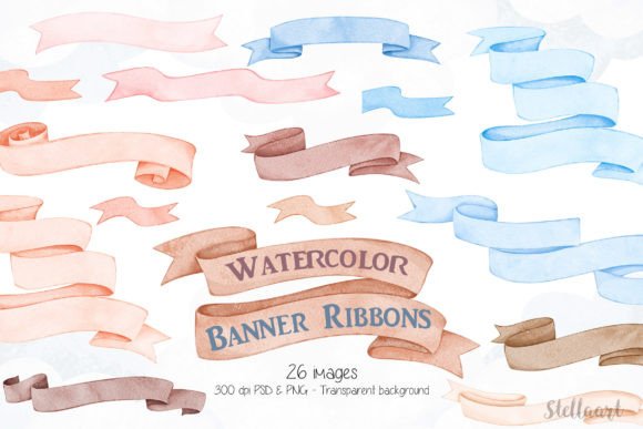 Download Watercolor Banner Ribbons Clipart - Water Collection