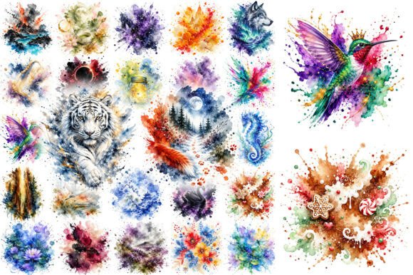 Download 100 Watercolor Splash Nature Clipart PNG - Water Collection