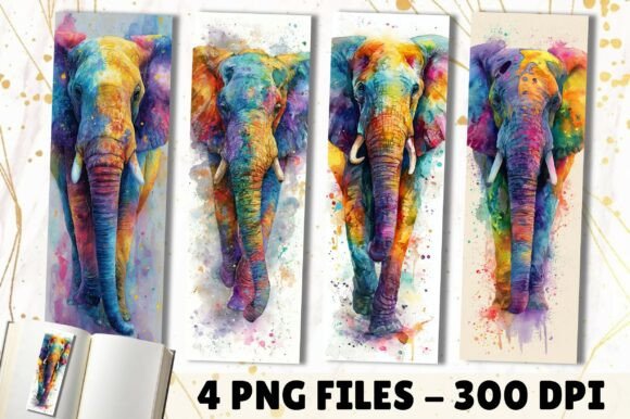 Download Watercolor Elephant Splash Art Bookmark - Water Collection