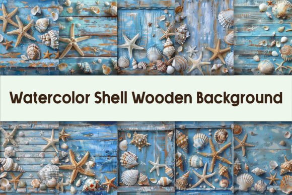 Download Watercolor Shell Wooden Background - Water Collection