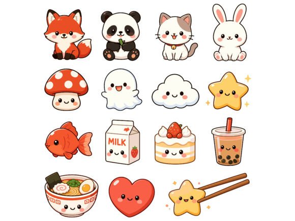 Download Cute Kawaii Cartoon Icons Animal Set Art - Animal Collection