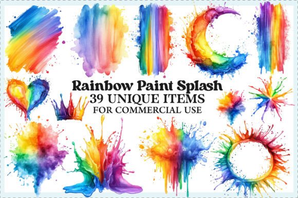 Download Watercolor Rainbow Paint Splash Clipart - Water Collection